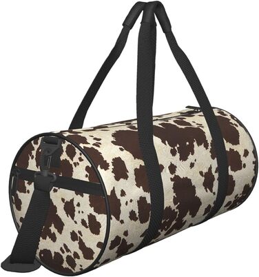 Спортивна сумка з натуральної яловичої шкіри з візерунком коров'яча шкіра, для фітнесу, подорожей та багажу. Велика дорожня сумка для чоловіків та жінок, ідеальна для коротких поїздок та вихідних.