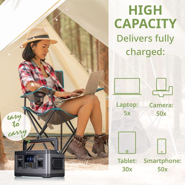 Мобільна електростанція Bresser потужністю 500 Вт для телескопів або інших електронних пристроїв з 3 шт. USB A, USB C, 4 x 12 В по