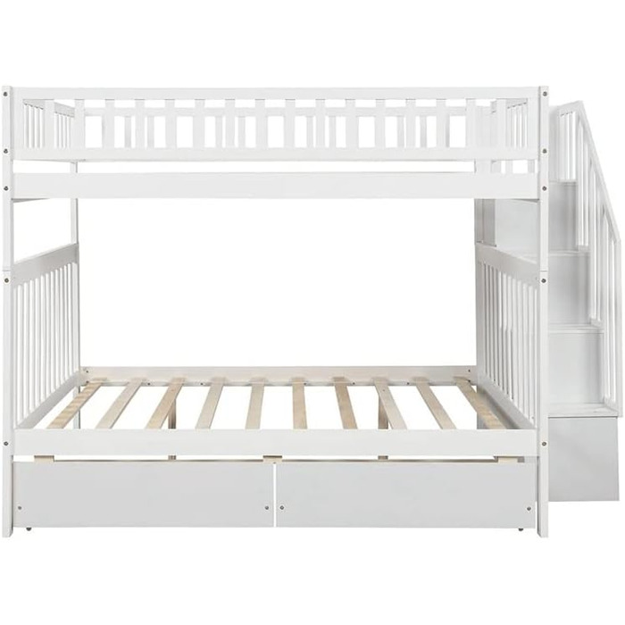 Двоярусне ліжко з 2 шухлядами та місцем для зберігання, дитяче двоярусне ліжко з масиву дерева, компактний дизайн (колір C) Двоспа