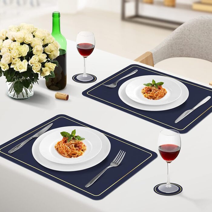 Підставки під тарілки шкіряні та підставки, підставки, що миються набір з 6 нековзних підкладок під тарілки зі штучної шкіри, 42 x