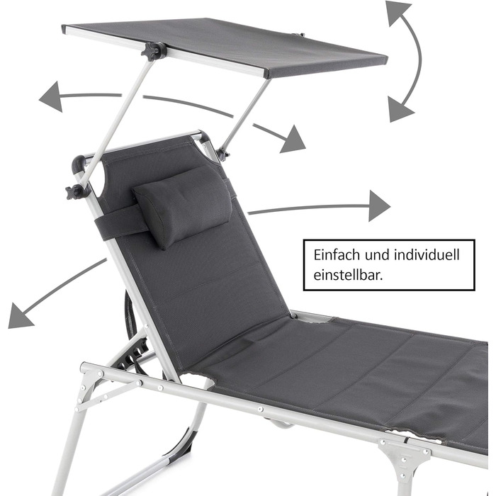 Надзвичайно високий шезлонг для літніх людей, садовий шезлонг, розкладний шезлонг садове крісло з алюмінію та текстилену колір темно-сірий