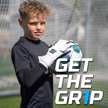 Воротарські рукавички для дітей, юніорські, білі 2.0 - Воротарські рукавички з великою ловною поверхнею - Футбольні воротарські рукавички з 3-міліметровим латексом Griptec для додаткового зчеплення - Розмір 4-6, білі 5