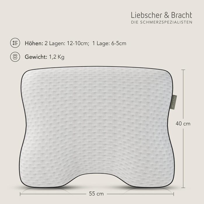 Ортопедична подушка для шиї та полегшення болю в шиї, 40x55 см Ергономічна подушка для сну з регульованою висотою Середньої та жорсткої жорсткості Дихаюча та придатна для прання