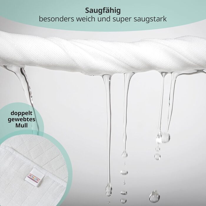 Муслінові пелюшки MAKIAN 10 шт. , 80x80 см, перевірено Oeko-TEX Standard 100, 10 пелюшок від відрижки преміум якості - пелюшки з п