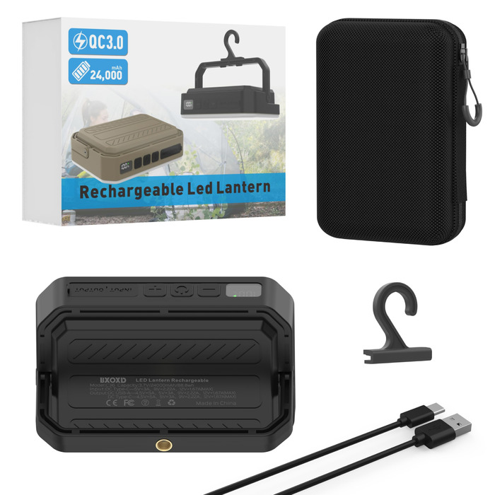 Акумуляторний світлодіодний кемпінговий ліхтар ємністю 24000 мАг, портативні кемпінгові ліхтарі яскравістю 1800 люмен, до 300 годин роботи, QC3.0 22,5 Вт та 5 режимів освітлення, водонепроникний IPX5, необхідне для кемпінгу під час відключення електроенер