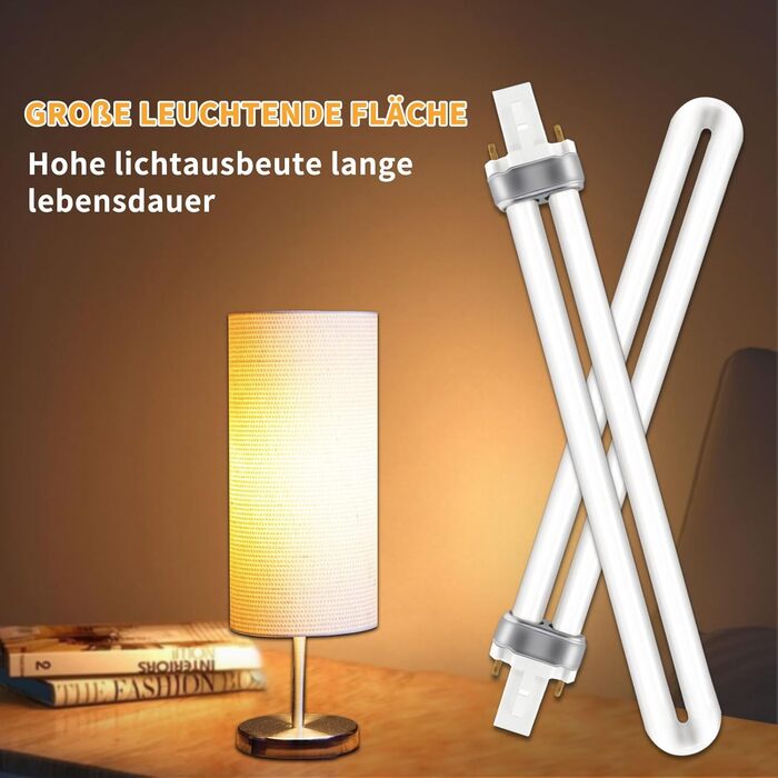 Контактна компактна люмінесцентна лампа 11 Вт, теплий білий 2700K, 890 лм, G23 2-контактні CFL енергозберігаючі лампи, U-подібна трубка, підходить для вітальні, спальні, коридору, без затемнення, 2 шт., 23 2-