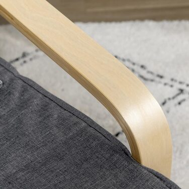 Крісло HOMCOM для вітальні, крісло-реклайнер з підлокітниками з березового дерева, регульована підставка для ніг у 5 положеннях, крісло для читання з лляним виглядом, м&39яке крісло для спальні, сірий колір