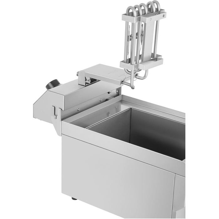 Електрична фритюрниця Royal Catering RCEF-10EH з нержавіючої сталі з кошиком (10 літрів, 3200 Вт, 230 В, термостат 60-200 C, 47,5 x 28 x 34,5 см, зливний кран)