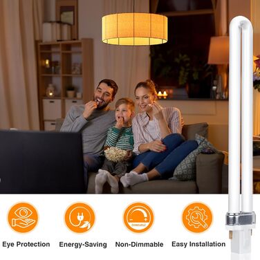 Компактна люмінесцентна лампа потужністю 11 Вт, 2 контакти, теплий білий G23, 2700K, 900 лм, U-подібна енергозберігаюча лампа з одинарною трубкою, що обертається, CFL лампа змінного струму 220-240 В, підходить для коридору, спальні, кухні, 1 упаковка