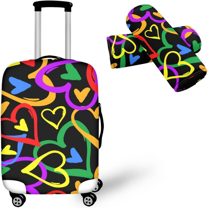 Чохли для валіз з ручкою для захисту, Барвиста Любов, 80 см, 3 шт.
