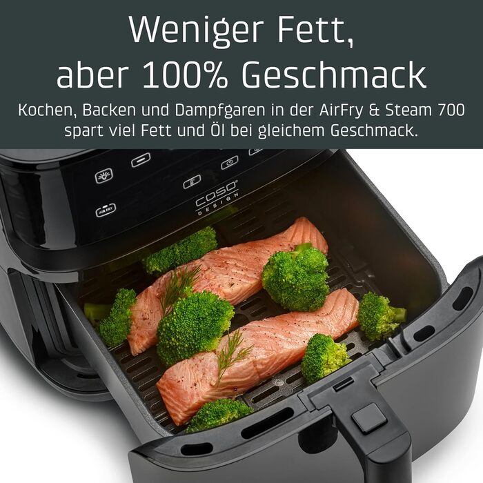 Фритюрниця та пароварка - їжа буде хрусткою зовні та соковитою всередині, дуже великий об'єм кошика 7 літрів, пароварка та фритюрниця, фритюрниця без олії/жиру, 700 -