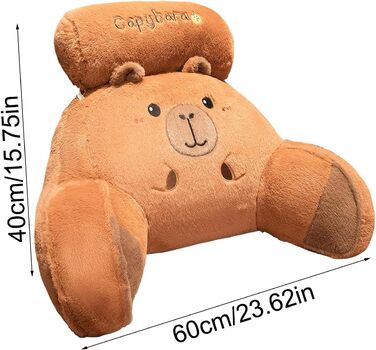 М&39яка подушка Capybara для дітей, подушка для читання, подушка для ліжка з валиком для шиї та підлокітником, плюшева подушка для читання Capybara, мила плюшева подушка для спини з тваринами, м&39яка подушка для зберігання речей у ліжку для дивана 60*40 