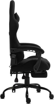 Ігрове крісло Delman, гоночне крісло, офісне крісло, комп&39ютерне крісло, масажна функція з 6 точками вібрації, крісло для керівника, тканинне, ергономічна підставка для ніг, 1036 (чорне)