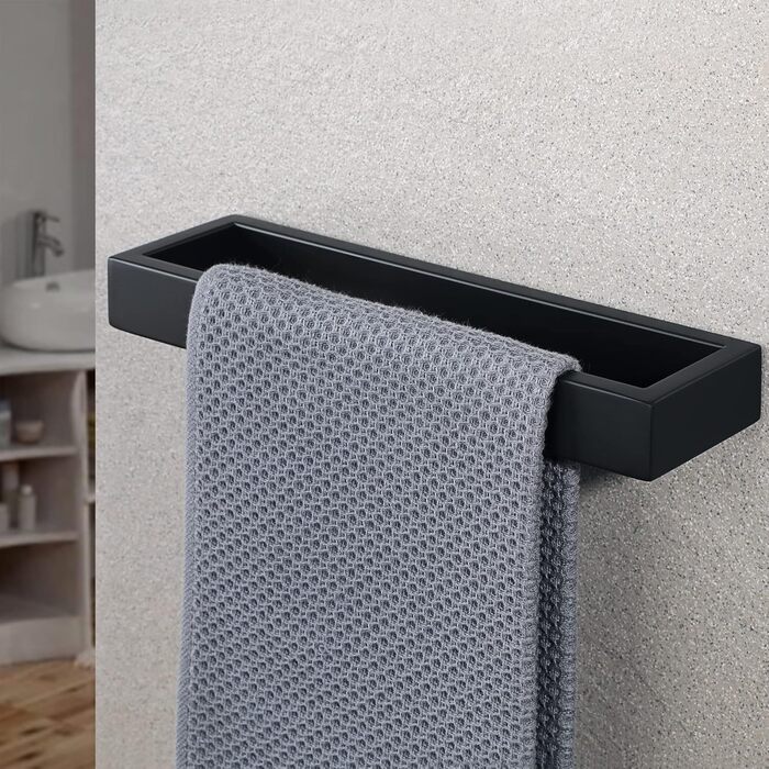 Тримач для рушників SAYAYO Чорний тримач для рушників для ванної кімнати Тримач для рушників для гостей Настінний тримач для рушників з нержавіючої сталі для ванної та кухні 26 см