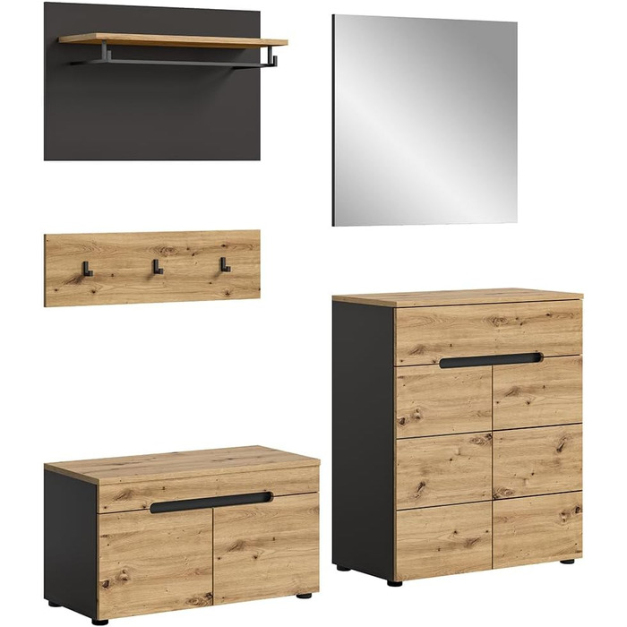 Вішалка для верхнього одягу Lomadox набір з 4-х частин вішалка для верхнього одягу з тумбою для взуття лавка для верхнього одягу в