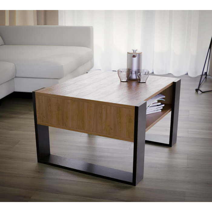 Журнальний столик для дивана Невеликий журнальний столик з чорного дуба з місцем для зберігання Сучасний журнальний столик Журнальний столик Невеликий столик Журнальний столик шириною 65 см Міцний журнальний столик з чорного дуба