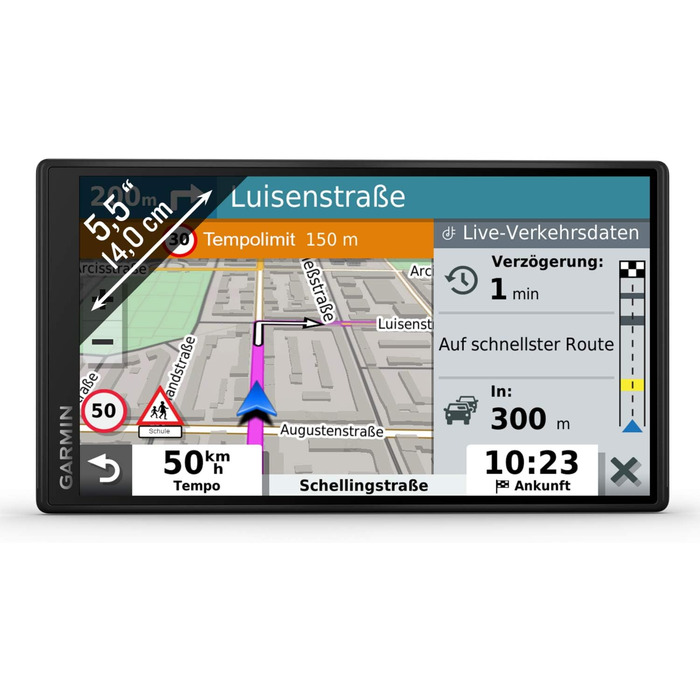 Навігатор Garmin DriveSmart 55 MT-S EU - безрамковий дисплей, 3D-карти навігації та інформація про дорожній рух у реальному часі DriveSmart 55 MT-S Single