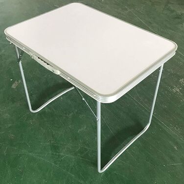 Стіл для кемпінгу зі сталі, розкладний стіл, легкий портативний садовий стіл для пікніків, риболовлі, барбекю, пляжу, вечірок, компактний розкладний стіл, 80 см x 60 см x 69 см (білий) 80 x 60 см