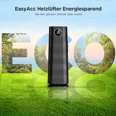 Тепловентилятор EasyAcc, тихий електричний керамічний PTC нагрівач із шумом 40 дБ, термостат, захист від перегріву та перекидання, 2000 Вт, 24-годинний таймер, електричний обігрівач для спалень - чорний