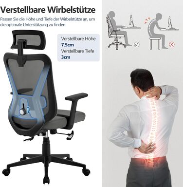 Ергономічне офісне крісло Yaheetech з регульованим підголівником