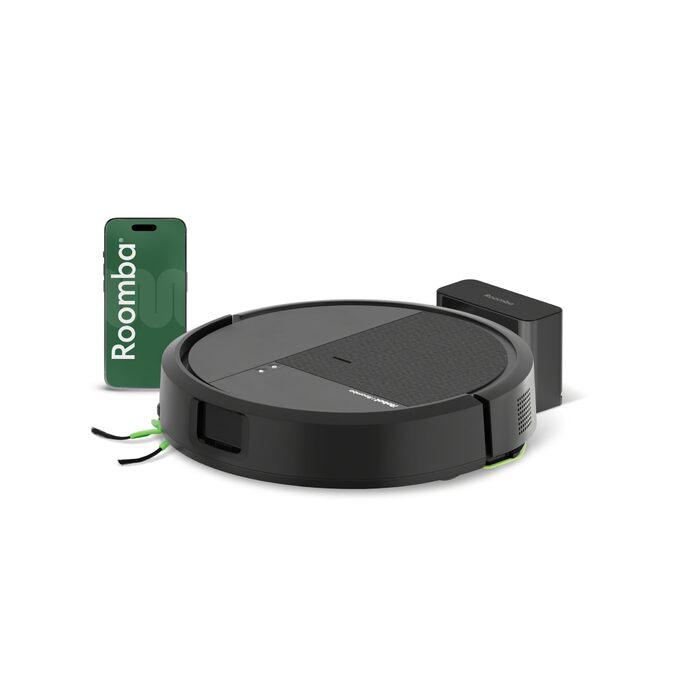 Робот-пилосос з функцією вологого прибирання iRobot Roomba 115 Combo, потужність всмоктування 15к Па, навігація Clearview LiDAR, чорний