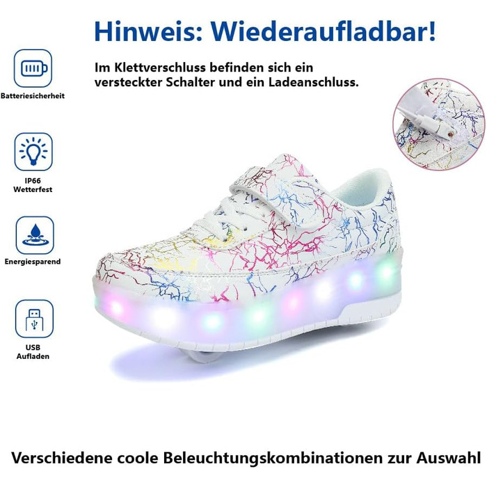 Роликові ковзани HUSKSWARE, взуття для хлопчиків та дівчаток, 4 колеса, взуття для скейтбордингу, регульоване, дитяче взуття з колесами, чорно-біле, розміри 28-40 EU, 668 білий, 2 колеса, розмір 31 EU