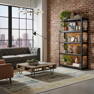 Міцний стелаж Relaxdays, 500 кг, ВШ 200 x 100 x 50 см, 5 полиць, імітація дерева, полиця для зберігання, сталь та МДФ, чорний/коричневий