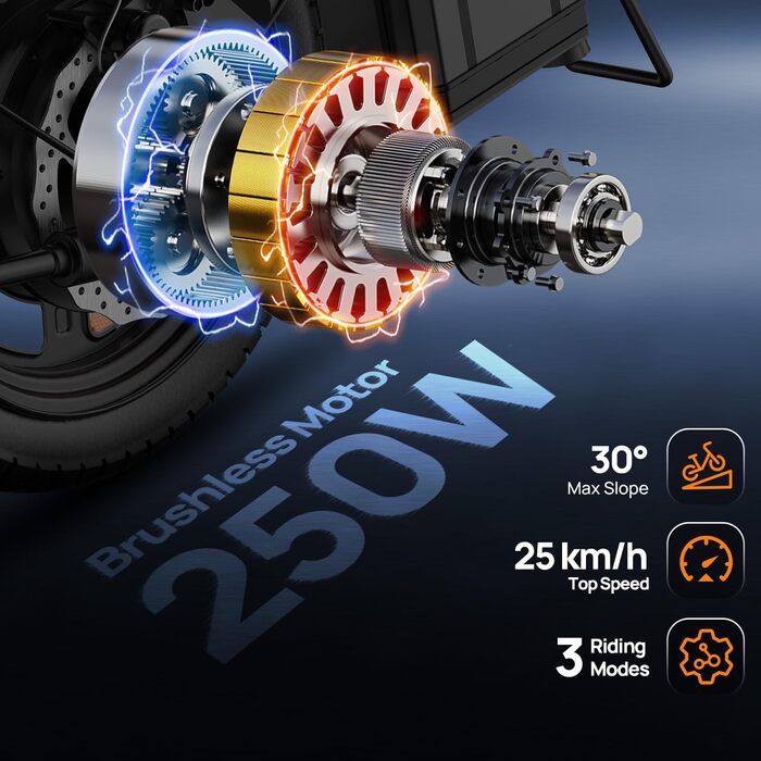 Складаний електровелосипед URLIFE 14&quot, 48 В 7,5 Аг, змінний акумулятор для великої дальності до 60 км, електричний велосипед, двигун 250 Вт, 3 режими їзди, регульована висота сидіння, складаний електровелосипед Pedelec для чоловіків та жінок, чорний