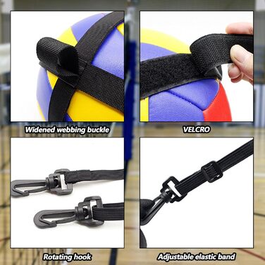 Комплект аксесуарів для індивідуальних волейбольних тренувань (Подача, Шип, Ловля), Еспандер з поясом опору, 5 предметів, Чорний