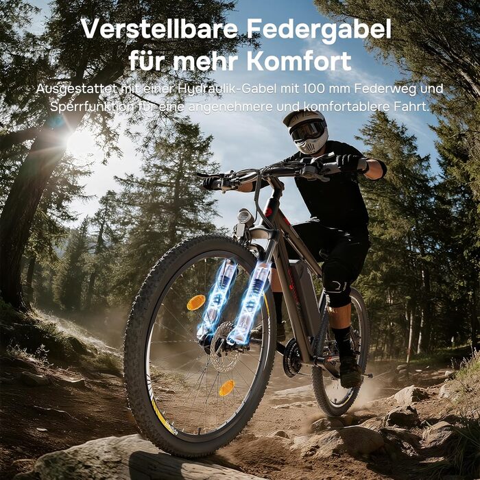 Дюймів, для чоловіків та жінок, з гідравлічними дисковими гальмами, акумулятор 36 В 15,6 Аг, запас ходу до 130 км, позашляховий електровелосипед, 21 передача, електровелосипед із застосунком, Mopride 2, 27,5/29