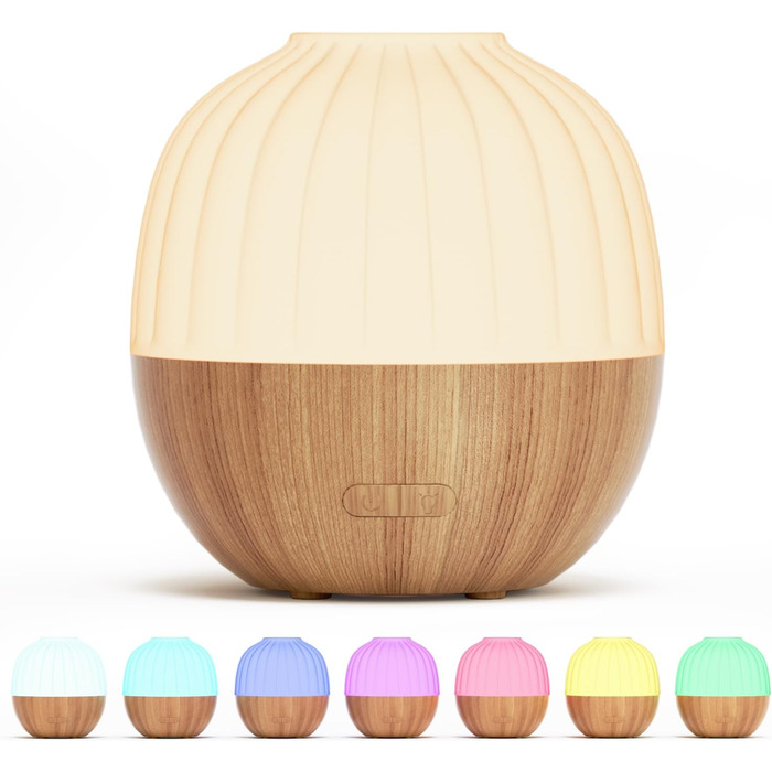 Аромадифузор SALKING, дифузор для ефірних олій обємом 300 мл, ультразвуковий ароматерапевтичний дифузор із функцією автоматичного вимкнення, білий дифузор із текстурою дерева для домашнього офісу чи йоги