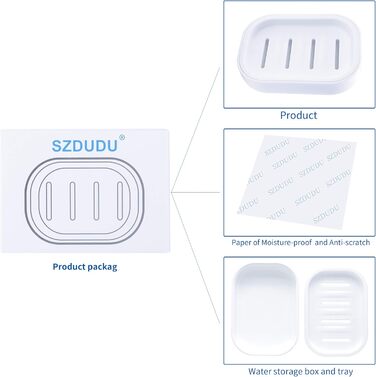 Харчова пластикова мильниця SZDUDU, зберігає мило сухим, легко миється, має сильну дренажну здатність (біла)
