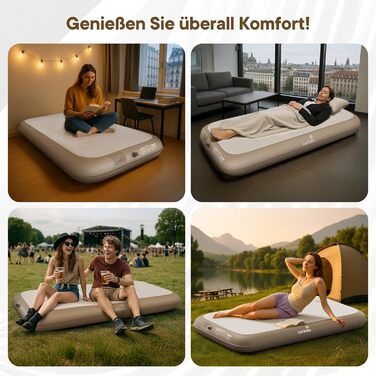 Самонадувальний надувний матрац для 1 особи з портативним насосом. Надувається всього за 2 хвилини та має м&39який матовий верх. Надувний матрац для кемпінгу та використання гостями. 20010020 см, макс. 500 кг. 1 особа.