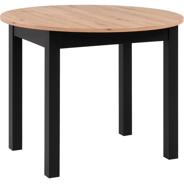 Круглий розкладний обідній стіл Newfurn 100140 см сучасний функціональний стіл з дикого дуба, скандинавський дизайн, стабільний та гнучкий для їдальні. Антрацит / Дикий дуб. Круглий 100-140 см.