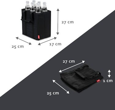 Ахіллесова сумка для пляшок, сумка для пляшок на 6 пляшок по 1,5 л, сумка для пляшок, сумка-переноска з перегородками для пляшок, сумка для покупок з 6 відділеннями, 25 см x 18 см x 27 см (чорна) Для 6 пляшок