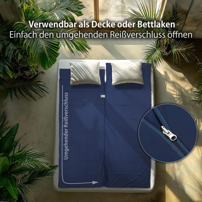 Підкладка для спального мішка Outdoro - лише 210 г, виготовлена з інноваційної мікрофібри Microlight - Ультралегкий дорожній спальний мішок - маленький, тонкий та компактний - підкладка, дорожнє простирадло