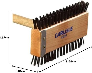 Щітка для гриля Carlisle 4002600 Broiler Master, вугільна сталь, довжина 77,5 см, ручка та основа з твердого дерева, натуральний колір