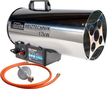 Газовий вентилятор-обігрівач Gde 85006 GGH 17 INOX (17 кВт, пальник з нержавіючої сталі, корпус з нержавіючої сталі, шланг 1,5 м, редуктор тиску)