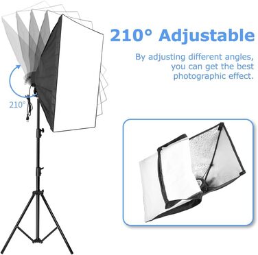 Набір фотостудії Zingbabu, софтбокс 50x70 см, легкий штатив 2x3 м, зелений екран з фотофоном 1,8x2,8 м з підставкою, рефлектором для фотографії та парасолькою Photo Box Studio Light PL007