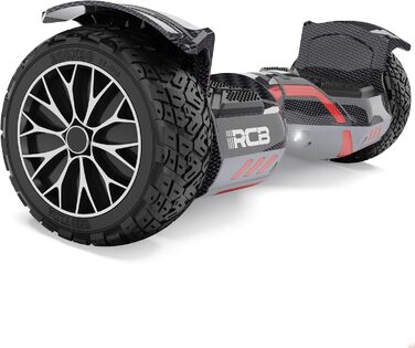 Позашляховий ховерборд RCB 8,5 дюймів – всюдихідний самобалансуючий самокат з LED-підсвічуванням, акумулятором 4 Аг, подвійним двигуном для дітей, підлітків та дорослих, чорний