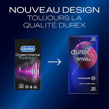Презервативи Durex Intense Orgasmic, рельєфні з стимулюючим гелем, 10 шт