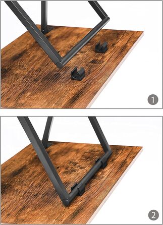 Розкладний бічний столик HOOBRO, невеликий столик-піднос, комплект із 2 підставок для телевізора, розкладний столик-перекус, індустріальний стиль, диван-столик для невеликих приміщень, легко збирається, темно-коричневий та чорний EBF25BZ01 темно-коричневи