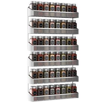 Стійка для спецій, Органайзер, 3 рівні, Окремостояча або настінна, Підвісна полиця для кухонної шафи, комори, дверей комори або ванної кімнати, Косметика для душу, Хром, 2 шт. Сріблястого кольору 3 x 16 x 14 см