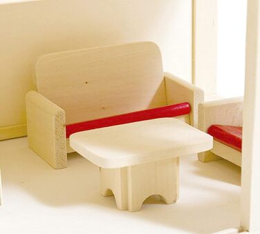 Дерев&39яний ляльковий будиночок Іззі з 2 поверхами, 4 ляльками та 9 предметами меблів Ручка для перенесення (Дитячий ляльковий будиночок з 2 поверхами, меблями та аксесуарами) - (38 x 27 x 39 см) 2-поверховий ляльковий будиночок