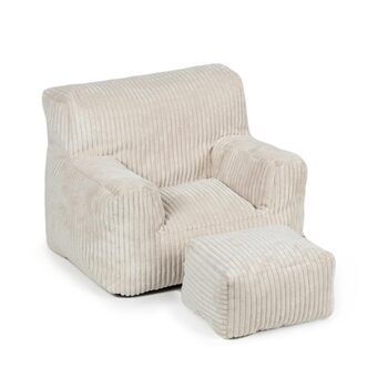 Дитяче крісло Gutekissen з підніжкою М&39яке крісло-шезлонг з тканини Lincoln Зручні сидіння для дитячих кімнат (кремовий Lincoln)