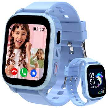 Дитячий смарт-годинник, дитячий смарт-годинник 4G з GPS та телефоном, дитячий годинник IP68, функція виклику, SOS, ігри, будильник, шкільний режим, SIM-телефон, смарт-годинник, подарунок для дівчаток та хлопчиків, синій-4G GPS