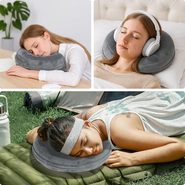 Подушка для проколювання вух Winmany зі знімним плюшевим чохлом для сну на боці, кругла подушка-пончик для захисту вух, знеболення, можна прати (темно-сіра, стандартна) Темно-сіра стандартна