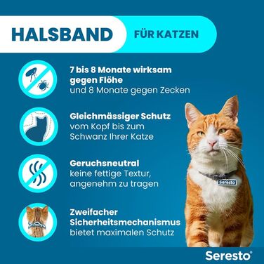 Нашийник від кліщів Elanco Seresto для котів 7-8 місяців ефективного захисту від кліщів та бліх, довжина 36 см, 1,25 г 0,56 г