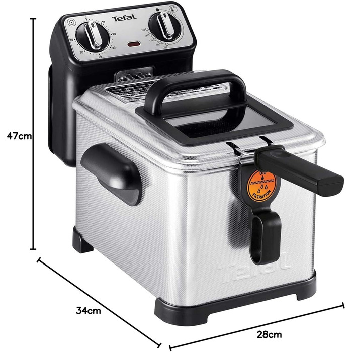 Фритюрниця Tefal FILTRA PRO INOX & Design FR516110, 4 л олії, алюміній, срібло