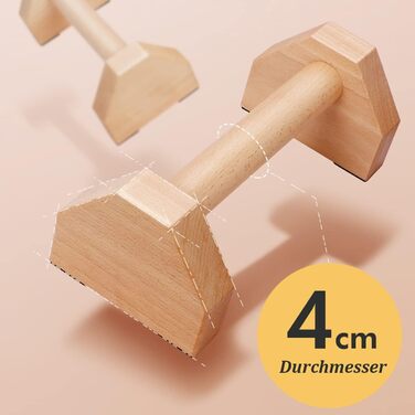 Бруси Parallettes, стійки для віджимань, стійки на руках, віджимань на планці, калістеніки, силових тренувань, паралельні бруси (30 x 13 x 9 см), колір дерева, 25 см